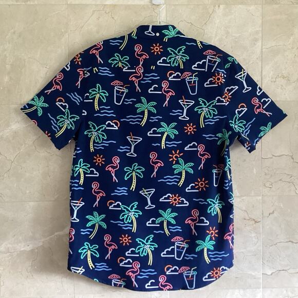 CHUBBIES Button Down Short Sleeve Men’s XXL Friday Neon Lights Blue, Preppy Fun - Picture 5 of 7